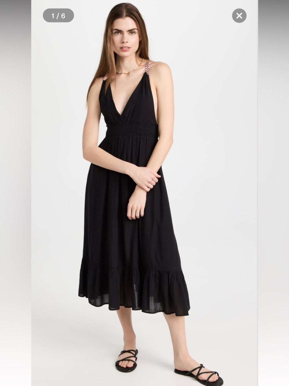 Scotch & Soda Black Maxi Dress with Pink and White Braided Straps